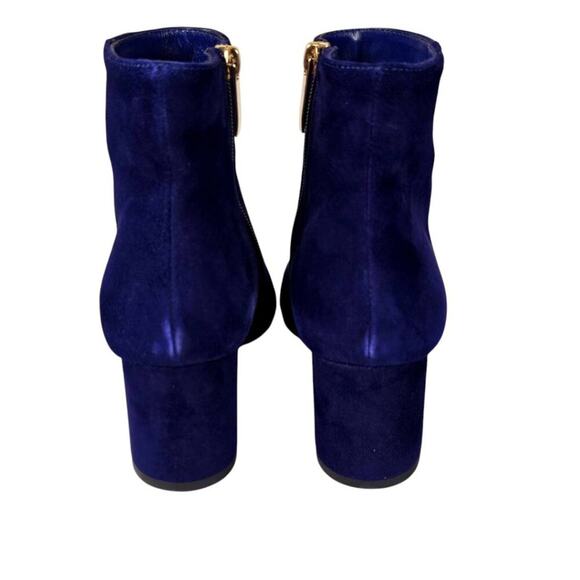L’AGENCE Jeanne Blue Suede Pointy Toes Block Heel Booties $445 Size 38.5 - Picture 7 of 9